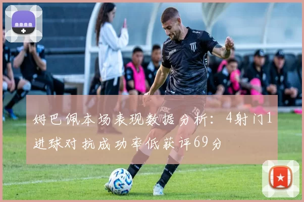 姆巴佩本场表现数据分析：4射门1进球对抗成功率低获评69分